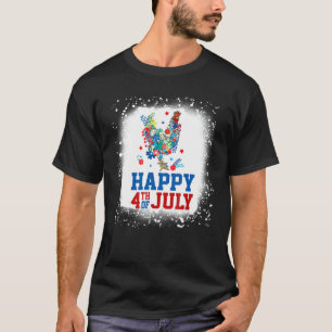 Frohes 4. Juli Hühnerbauer-Blume Gebleicht W T-Shirt