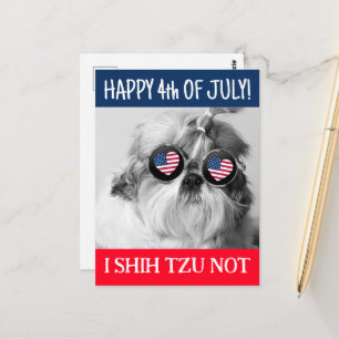 Frohes 4. Juli i shih tzu nicht Hund USA-Flagge Postkarte