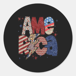 Frohes 4. Juli Leopard USA Amerikanische Flagge Pa Runder Aufkleber