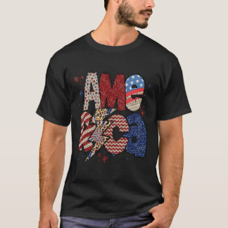 Frohes 4. Juli Leopard USA Amerikanische Flagge Pa T-Shirt