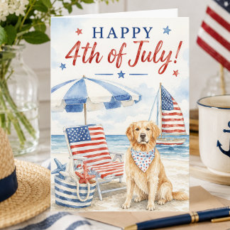 Frohes 4. Juli Patrioter Hund Sommerferien Karte