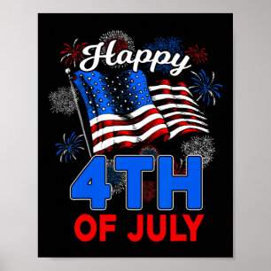 Frohes 4. Juli Patriotisch Amerikanische US-Flagge Poster