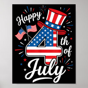 Frohes 4. Juli Patriotische amerikanische Flagge 4 Poster
