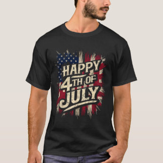 Frohes 4. Juli Patriotische Amerikanische Flagge 4 T-Shirt