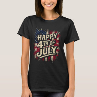Frohes 4. Juli Patriotische Amerikanische Flagge 4 T-Shirt