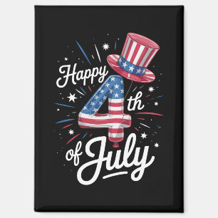 Frohes 4. Juli Patriotische amerikanische Flagge U Magnet