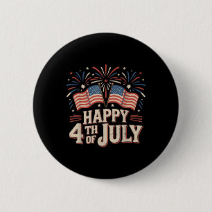 Frohes 4. Juli Patriotische amerikanische US-Flagg Button