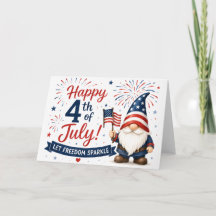 Frohes 4. Juli patriotische Gnom-Karte