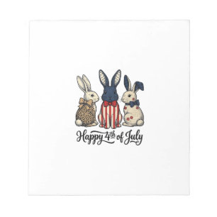 Frohes 4. Juli Patriotisches Hasen-Shirt-Design_1 Notizblock