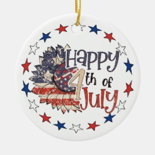 Frohes 4. Juli Personalisiertes Foto Keramik Ornament