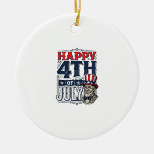 Frohes 4. Juli Vintage-patriotisches Shirt-Design_ Keramik Ornament