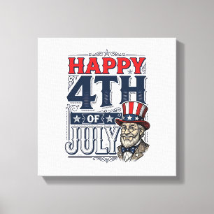 Frohes 4. Juli Vintage-patriotisches Shirt-Design_ Leinwanddruck