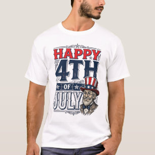 Frohes 4. Juli Vintage-patriotisches Shirt-Design_ T-Shirt