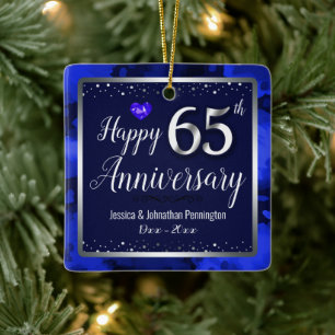 Frohes 65-jähriges Hochzeitstag-Foto Keramikornament