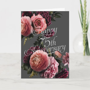 Frohes 75-jähriges Jubiläum-Elegantes Blumenjubilä Karte