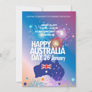 Frohes Australia Day 26. Januar Feuerwerk Festival Einladung