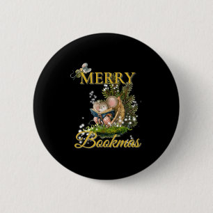 Frohes Bookmas' viktorianische Weihnachtsmäuse Bib Button