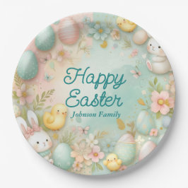 Frohes buntes Ostern Pappteller