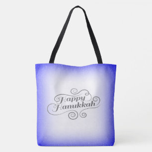 Frohes Chanukka 2-Ton Blau-Weiß-Hintergrund Tasche