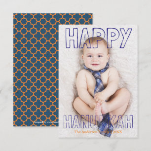 Frohes Chanukka Blau Block - 3x5 Chanukka Karte