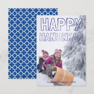Frohes Chanukka Blau Block - 3x5 Chanukka Karte