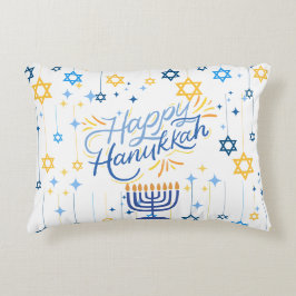 Frohes Chanukka Blau Und Gold Dekokissen