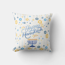 Frohes Chanukka Blau Und Gold Kissen
