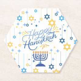 Frohes Chanukka Blau Und Gold Untersetzer