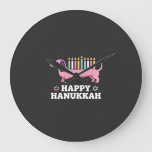 Frohes Chanukka Dachshund Hund Große Wanduhr