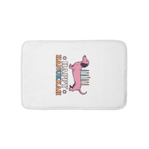 Frohes Chanukka Dachshund Menora Hund Shirt Design Badematte