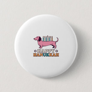 Frohes Chanukka Dachshund Menora Hund-Shirt-Design Button