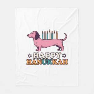 Frohes Chanukka Dachshund Menora Hund-Shirt-Design Fleecedecke