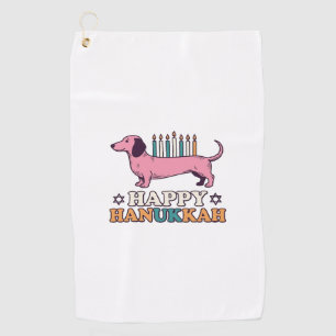 Frohes Chanukka Dachshund Menora Hund Shirt Design Golfhandtuch