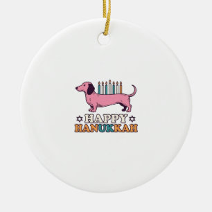 Frohes Chanukka Dachshund Menora Hund-Shirt-Design Keramik Ornament