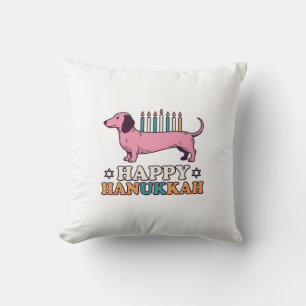 Frohes Chanukka Dachshund Menora Hund Shirt Design Kissen