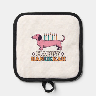 Frohes Chanukka Dachshund Menora Hund Shirt Design Topflappen