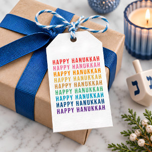 Frohes Chanukka Einfache Regenbogenfarben-Typogr Geschenkanhänger