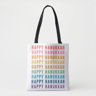 Frohes Chanukka   Einfache Regenbogenfarben-Typogr Tasche