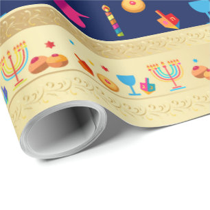 Frohes Chanukka-Fest Schön Luxus-Dekoration Doodle Geschenkpapier