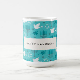 Frohes Chanukka Menora Taube Türkis jüdisch Kaffeetasse