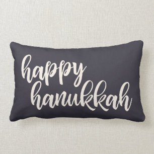 Frohes Chanukka Trendy Script Schriftzug Navy Blau Lendenkissen