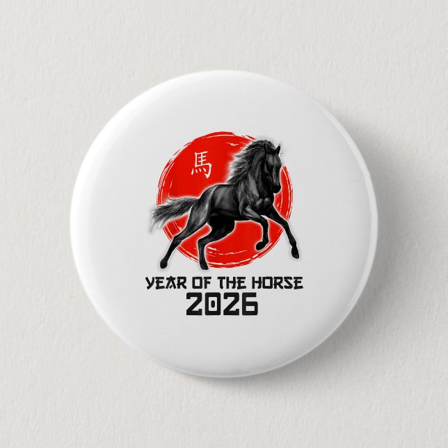 Frohes chinesisches Mondneujahr 2026 Sternzeichen  Button (Vorderseite)