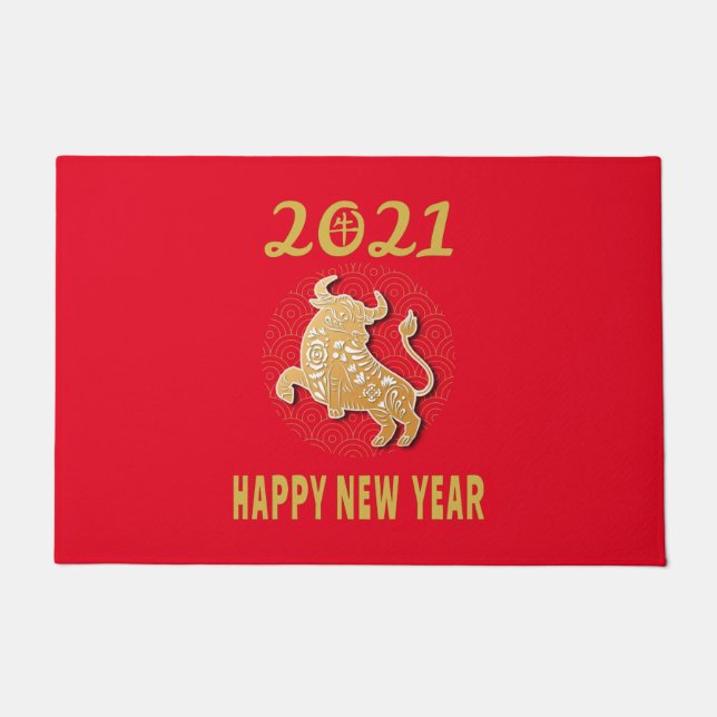 Frohes chinesisches Neujahr 2021 Fußmatte (Vorderseite)