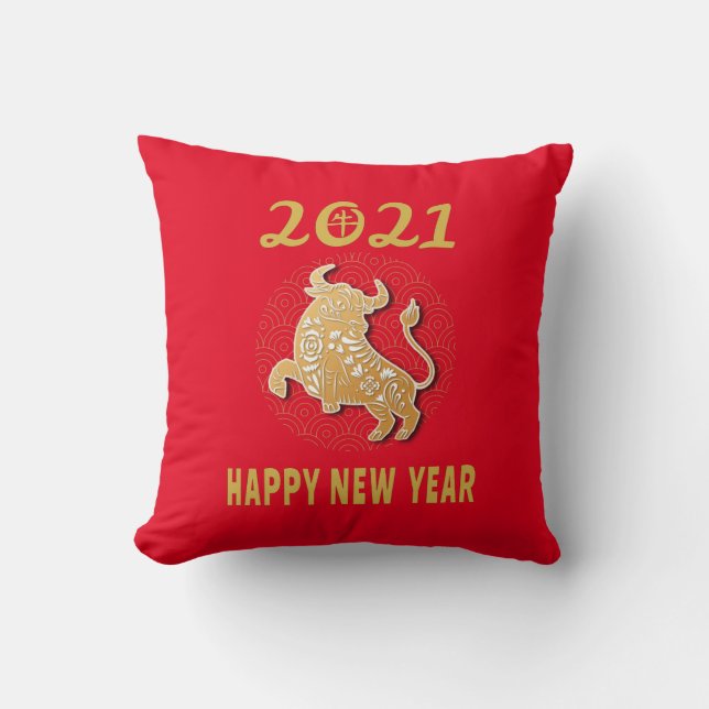 Frohes chinesisches Neujahr 2021 Kissen (Vorderseite)