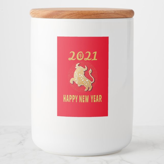 Frohes chinesisches Neujahr 2021 Lebensmitteletikett (Vorderseite)