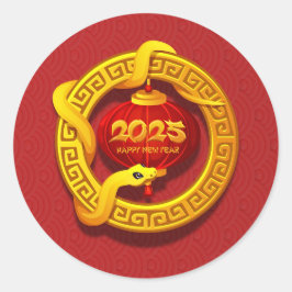 Frohes chinesisches Neujahr 2025 Runder Aufkleber