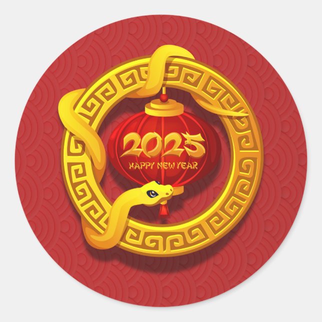 Frohes chinesisches Neujahr 2025 Runder Aufkleber (Vorderseite)