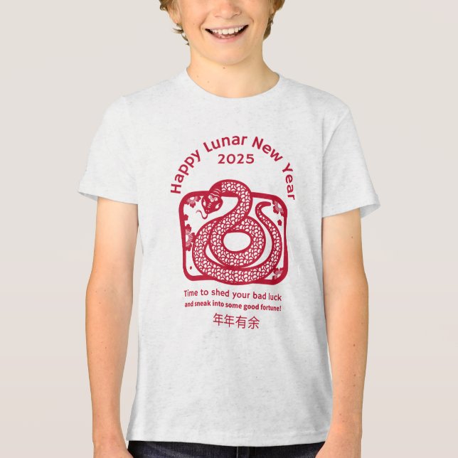 Frohes chinesisches Neujahr 2025 Tri-Blend Shirt (Vorderseite)