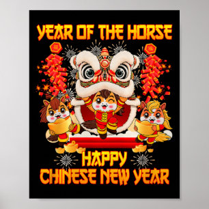 Frohes chinesisches Neujahr 2026 Jahr des Pferdes  Poster