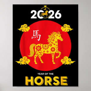 Frohes chinesisches Neujahr 2026 Jahr des Pferdes Poster